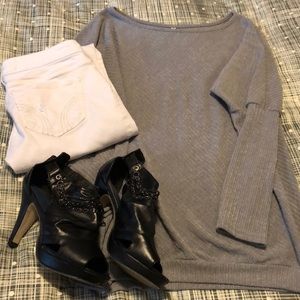 Grey Off Shoulder Sweater